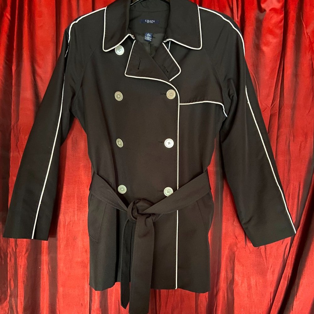Chaps Ralph Lauren Black and White Raincoat